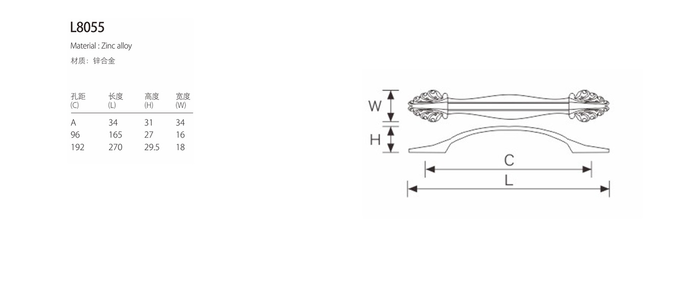 classical furniture handle l8055 5